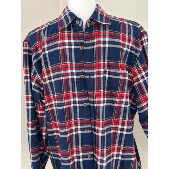 J.Crew Top Men’s Size Medium Navy / Red Classic Plaid Flannel Shirt Long Sleeve - Picture 3 of 12